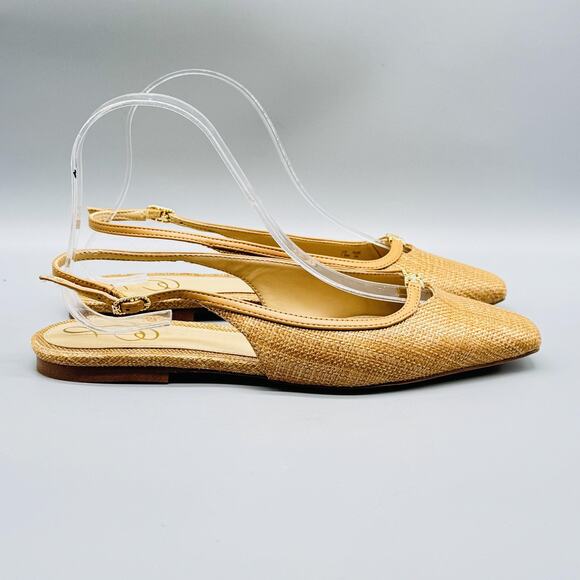Sam Edelman Shoes Women 7.5 Brown Woven Slingback Flats Closed Toe Comfort Cleo - Picture 1 of 13